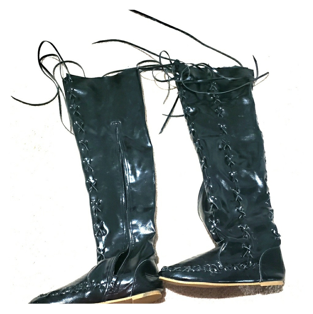 Knee high Moccasins blavk womens size 8
